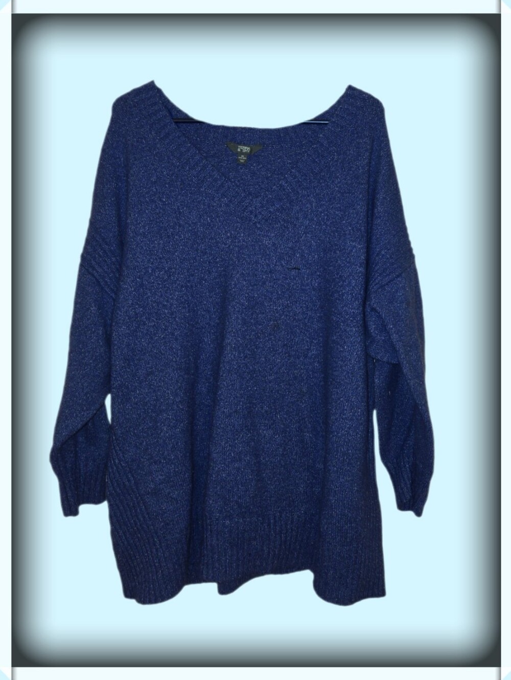 Terra & Sky Deep Blue V-Neck Pullover Sweater